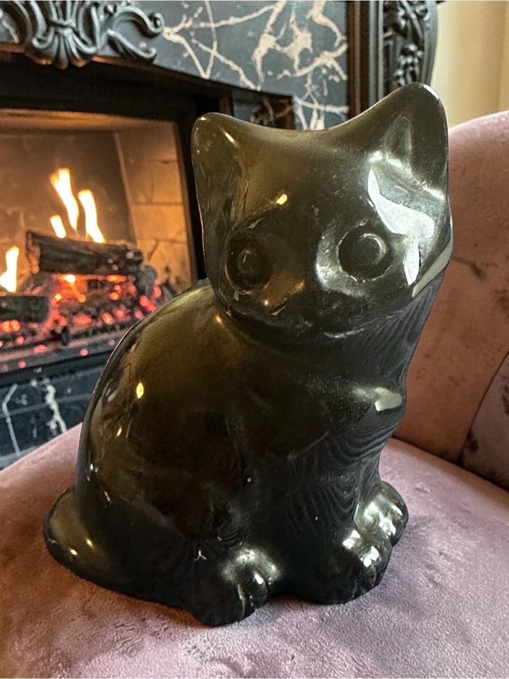Black Obsidian Crystal Cat